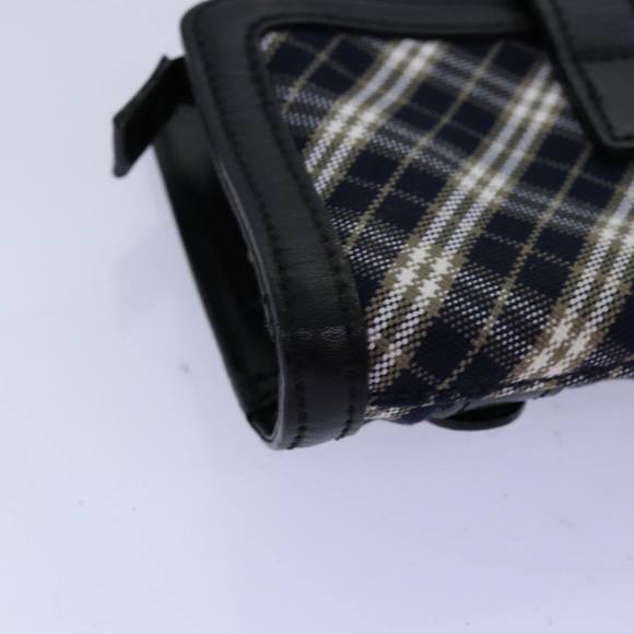 BURBERRY Nova Check Blue Label Shoulder Wallet Canvas Navy Auth 74253 - Picture 16 of 16